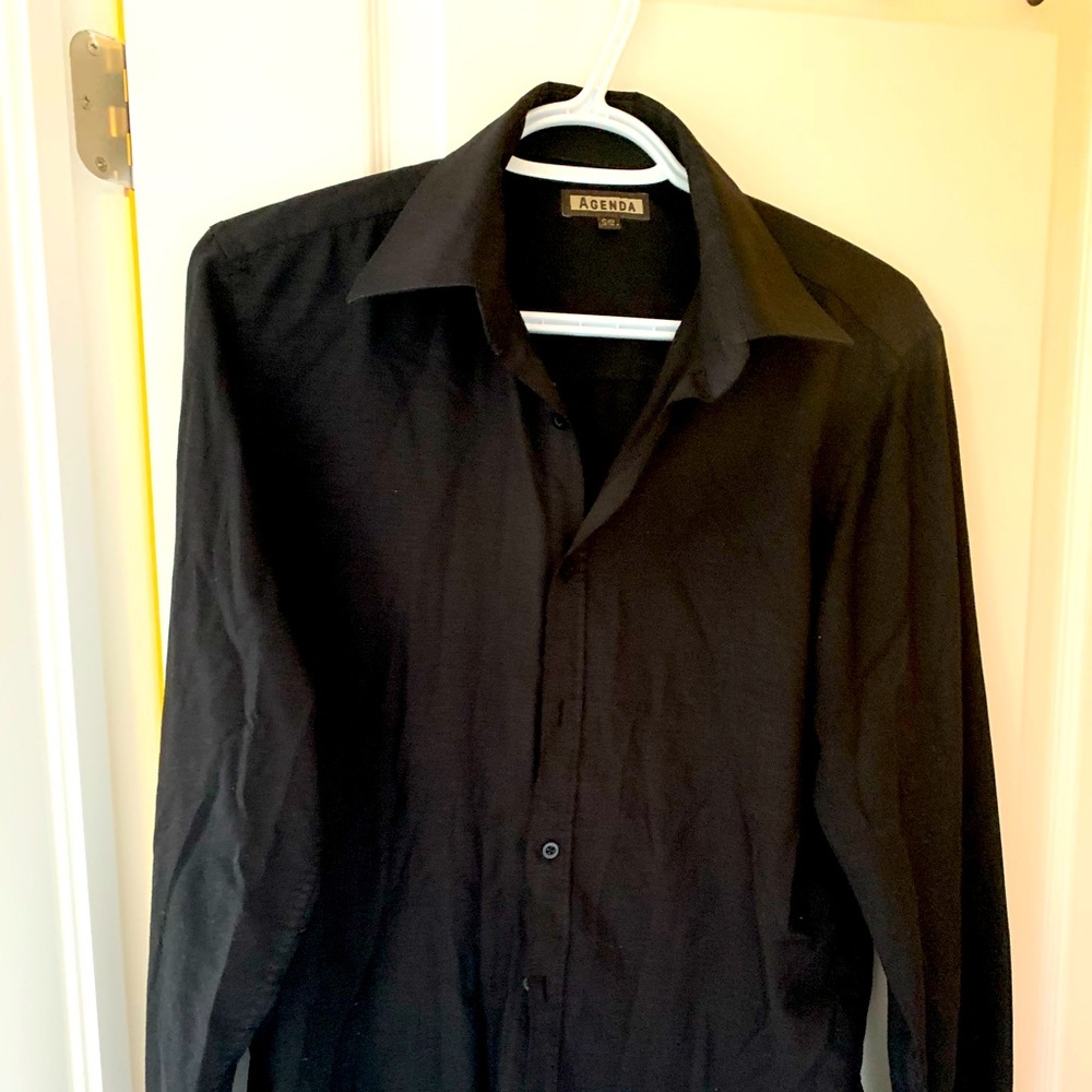 Black Small Agenda Button Down Dress Shirt